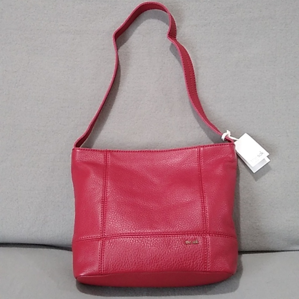 The Sak , Shoulder Bag , red pebbled leather.